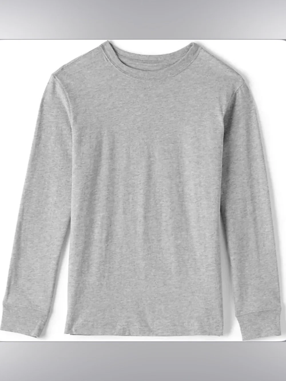 Lands' End - New - Kids' Long-Sleeve Crewneck Shirt - Gray